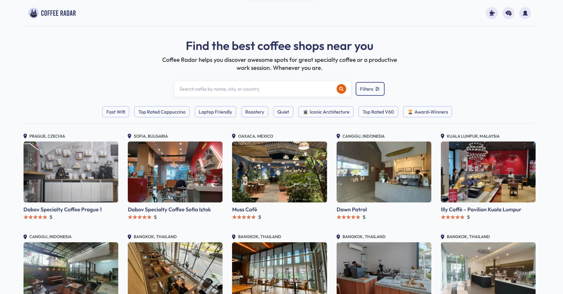 Coffee Radar Discover awesome cafés for remote work